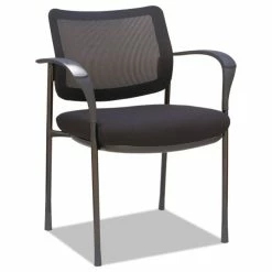 Alera® Alera IV Series Mesh-Back Fabric-Seat Guest Chairs, 25.19" X 23.62" X 32.28", Black Seat, Black Back, Black Base, 2/Carton