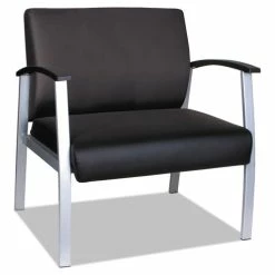 Alera® Alera MetaLounge Series Bariatric Guest Chair, 30.51" X 26.96" X 33.46", Black Seat, Black Back, Silver Base