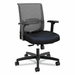 HON® Convergence Mid-Back Task Chair, Synchro-Tilt And Seat Glide, Supports Up To 275 Lb, Navy Seat, Black Back/Base