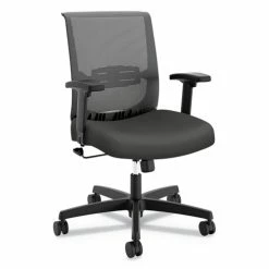 HON® Convergence Mid-Back Task Chair, Swivel-Tilt, Supports Up To 275 Lb, 16.5" To 21" Seat Height, Iron Ore Seat, Black Back/Base