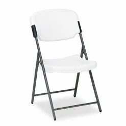 Iceberg Rough N Ready Commercial Folding Chair, Supports Up To 350 Lb, 15.25" Seat Height, Platinum Seat, Platinum Back, Black Base