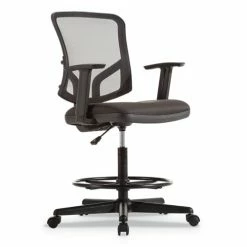Alera® Alera Everyday Task Stool, Fabric Seat, Mesh Back, Supports Up To 275 Lb, 20.9" To 29.6" Seat Height, Black