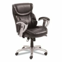 SertaPedic® Emerson Task Chair, Supports Up To 300 Lb, 18.75" To 21.75" Seat Height, Brown Seat/Back, Silver Base