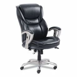SertaPedic® Emerson Executive Task Chair, Supports Up To 300 Lb, 19" To 22" Seat Height, Black Seat/Back, Silver Base