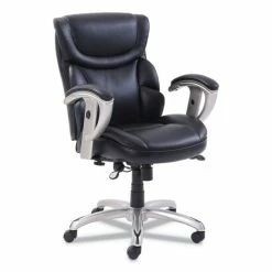 SertaPedic® Emerson Task Chair, Supports Up To 300 Lb, 18.75" To 21.75" Seat Height, Black Seat/Back, Silver Base