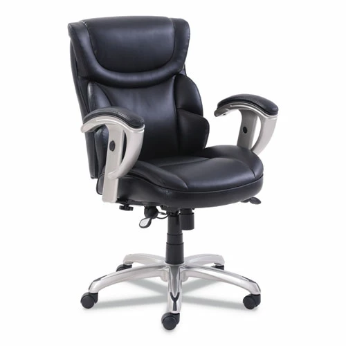 SertaPedic® Emerson Task Chair, Supports Up To 300 Lb, 18.75" To 21.75" Seat Height, Black Seat/Back, Silver Base