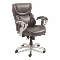 SertaPedic® Emerson Task Chair, Supports Up To 300 Lb, 18.75" To 21.75" Seat Height, Gray Seat/Back, Silver Base