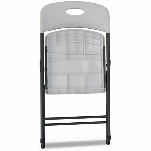 Alera® Molded Resin Folding Chair, Supports Up To 225 Lb, 18.19" Seat Height, White Seat, White Back, Dark Gray Base, 4/Carton