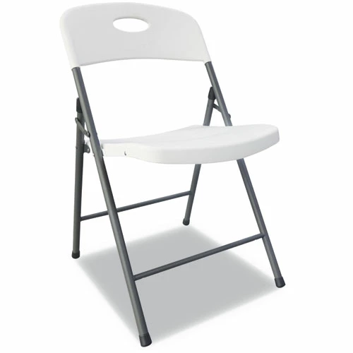Alera® Molded Resin Folding Chair, Supports Up To 225 Lb, 18.19" Seat Height, White Seat, White Back, Dark Gray Base, 4/Carton - Image 5