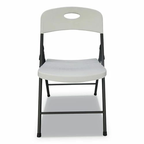 Alera® Molded Resin Folding Chair, Supports Up To 225 Lb, 18.19" Seat Height, White Seat, White Back, Dark Gray Base, 4/Carton - Image 2