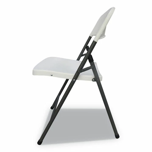 Alera® Molded Resin Folding Chair, Supports Up To 225 Lb, 18.19" Seat Height, White Seat, White Back, Dark Gray Base, 4/Carton - Image 3