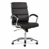 Alera® Alera Neratoli Mid-Back Slim Profile Chair, Faux Leather, Supports Up To 275 Lb, Black Seat/Back, Chrome Base