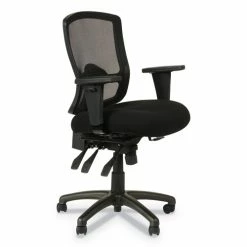 Alera® Alera Etros Series Mesh Mid-Back Petite Multifunction Chair, Supports Up To 275 Lb, 17.16" To 20.86" Seat Height, Black