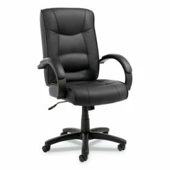 Alera® Alera Strada Series High-Back Swivel/Tilt Top-Grain Leather Chair, Supports Up To 275 Lb, 17.91" To 21.85" Seat Height, Black