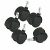 Master Caster® Deluxe Duet Casters, Grip Ring Type B And Type K Stems, 2" Hard Nylon Wheel, Matte Black, 5/Set