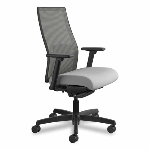 HON® Ignition 2.0 4-Way Stretch Mid-Back Mesh Task Chair, Supports 300 Lb, 17" To 21" Seat, Frost Seat, Charcoal Back, Black Base - Image 2