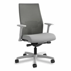 HON® Ignition 2.0 4-Way Stretch Mid-Back Mesh Task Chair, Supports Up To 300 Lb, Frost Seat, Charcoal Back, Titanium Base
