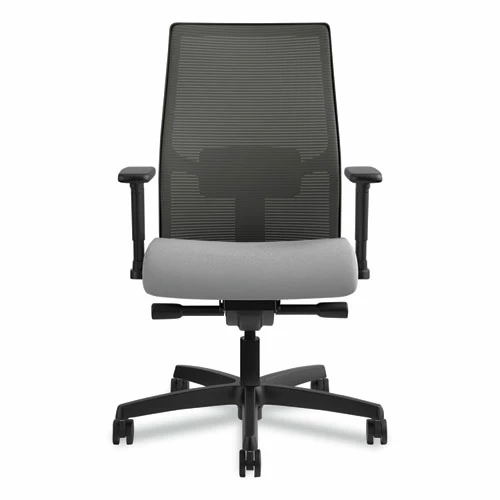 HON® Ignition 2.0 4-Way Stretch Mid-Back Mesh Task Chair, Supports 300 Lb, 17" To 21" Seat, Frost Seat, Charcoal Back, Black Base - Image 4