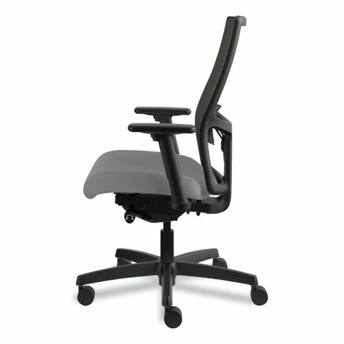 HON® Ignition 2.0 4-Way Stretch Mid-Back Mesh Task Chair, Supports 300 Lb, 17" To 21" Seat, Frost Seat, Charcoal Back, Black Base - Image 11