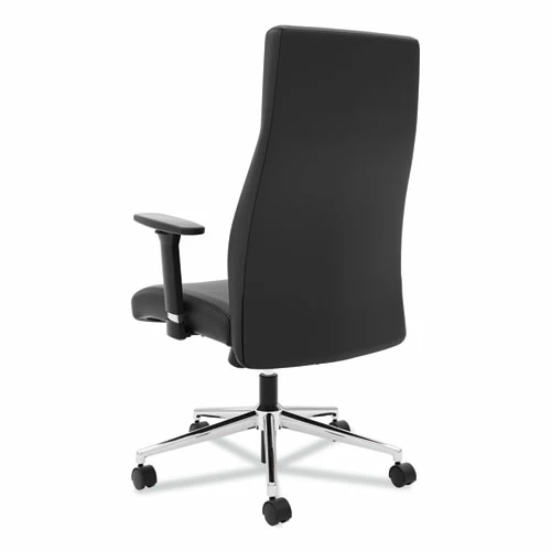 HON® Define Executive High-Back Leather Chair, Supports 250 Lb, 17" To 21" Seat Height, Black Seat/Back, Polished Chrome Base - Image 6