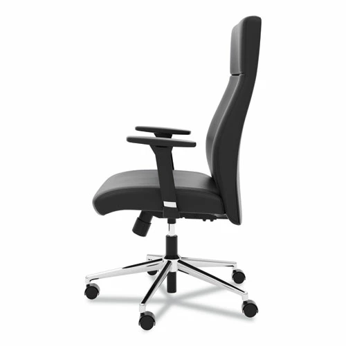 HON® Define Executive High-Back Leather Chair, Supports 250 Lb, 17" To 21" Seat Height, Black Seat/Back, Polished Chrome Base - Image 4