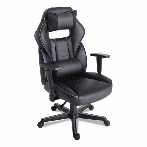Alera® Racing Style Ergonomic Gaming Chair, Supports 275 Lb, 15.91" To 19.8" Seat Height, Black/Gray Trim Seat/Back, Black/Gray Base
