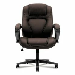 HON® HVL402 Series Executive High-Back Chair, Supports Up To 250 Lb, 17" To 21" Seat Height, Brown Seat/Back, Black Base