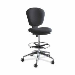 Safco® Metro Collection Extended-Height Chair, Supports Up To 250 Lb, 23" To 33" Seat Height, Black Seat/Back, Chrome Base