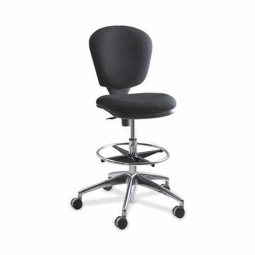 Safco® Metro Collection Extended-Height Chair, Supports Up To 250 Lb, 23" To 33" Seat Height, Black Seat/Back, Chrome Base