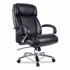 Alera® Alera Maxxis Series Big/Tall Bonded Leather Chair, Supports 500 Lb, 21.42" To 25" Seat Height, Black Seat/Back, Chrome Base