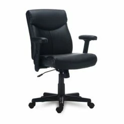 Alera® Alera Harthope Leather Task Chair, Supports Up To 275 Lb, Black Seat/Back, Black Base