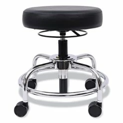 Alera® Alera HL Series Height-Adjustable Utility Stool, Backless, Supports Up To 300 Lb, 24" Seat Height, Black Seat, Chrome Base