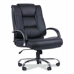 Alera® Alera Ravino Big/Tall High-Back Bonded Leather Chair, Headrest, Supports 450 Lb, 20.07" To 23.74" Seat, Black, Chrome Base