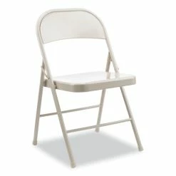 Alera® Armless Steel Folding Chair, Supports Up To 275 Lb, Taupe Seat, Taupe Back, Taupe Base, 4/Carton