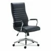 Alera® Alera Eddleston Leather Manager Chair, Supports Up To 275 Lb, Black Seat/Back, Chrome Base
