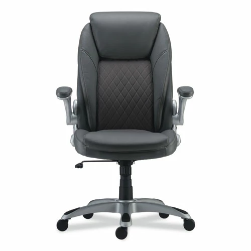 Alera® Alera Leithen Bonded Leather Midback Chair, Supports Up To 275 Lb, Gray Seat/Back, Silver Base - Image 2