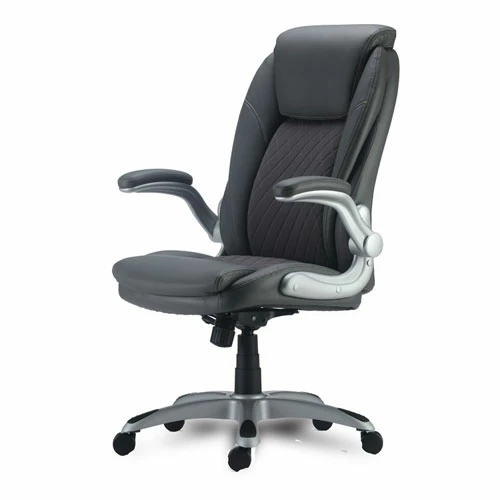 Alera® Alera Leithen Bonded Leather Midback Chair, Supports Up To 275 Lb, Gray Seat/Back, Silver Base - Image 3