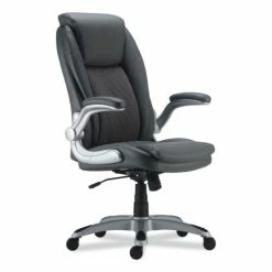 Alera® Alera Leithen Bonded Leather Midback Chair, Supports Up To 275 Lb, Gray Seat/Back, Silver Base