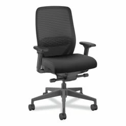 HON® Nucleus Series Recharge Task Chair, Supports Up To 300 Lb, 16.63 To 21.13 Seat Height, Black Seat/Back, Black Base