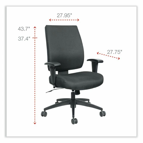 Alera® Alera Wrigley Series High Performance Mid-Back Synchro-Tilt Task Chair, Supports 275 Lb, 17.91" To 21.88" Seat Height, Black - Image 2