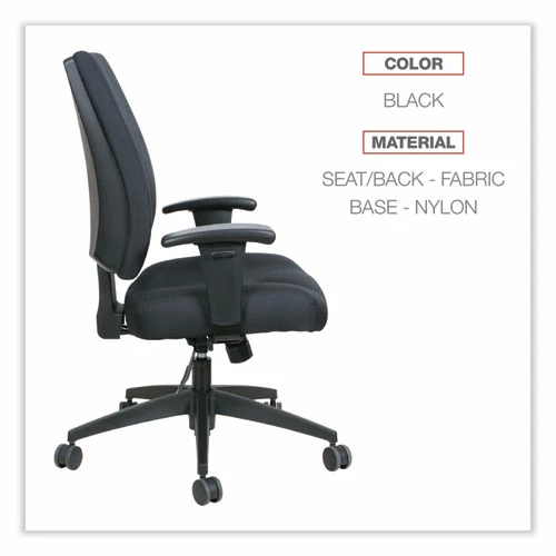 Alera® Alera Wrigley Series High Performance Mid-Back Synchro-Tilt Task Chair, Supports 275 Lb, 17.91" To 21.88" Seat Height, Black - Image 3
