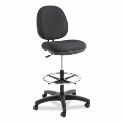 Alera® Alera Interval Series Swivel Task Stool, Supports Up To 275 Lb, 23.93" To 34.53" Seat Height, Black Fabric