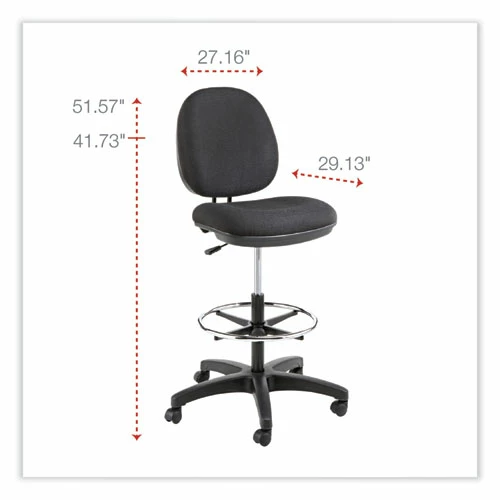 Alera® Alera Interval Series Swivel Task Stool, Supports Up To 275 Lb, 23.93" To 34.53" Seat Height, Black Fabric - Image 2