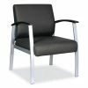 Alera® Alera MetaLounge Series Mid-Back Guest Chair, 24.6" X 26.96" X 33.46", Black Seat, Black Back, Silver Base