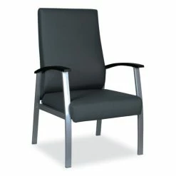 Alera® Alera MetaLounge Series High-Back Guest Chair, 24.6" X 26.96" X 42.91", Black Seat, Black Back, Silver Base