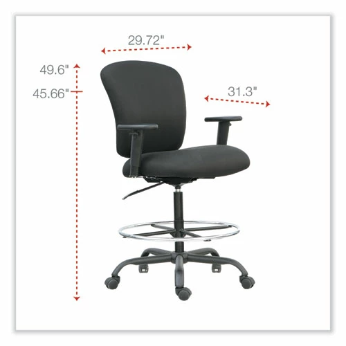 Alera® Alera Mota Series Big And Tall Stool, Supports Up To 450 Lb, 28.74" To 32.67" Seat Height, Black - Image 2