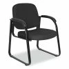 Alera® Alera Genaro Series Fabric Half-Back Sled Base Guest Chair, 25" X 24.80" X 33.66", Black Seat, Black Back, Black Base