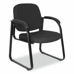 Alera® Alera Genaro Series Fabric Half-Back Sled Base Guest Chair, 25" X 24.80" X 33.66", Black Seat, Black Back, Black Base